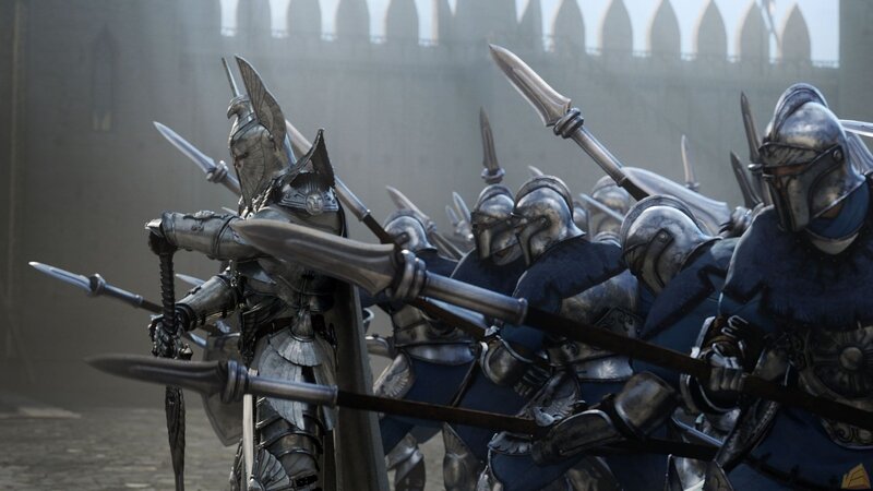 Armored Soldiers in Formation — Gray, Dramatic, 3d Render