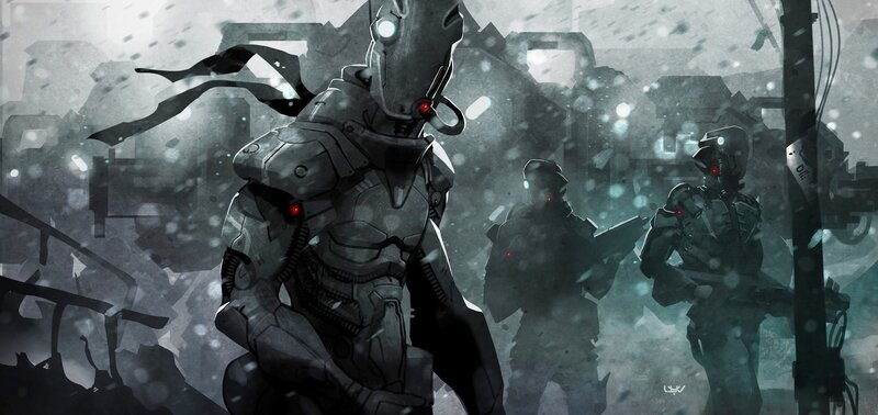 Armored Soldiers in Snow — Gray
