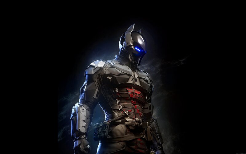 Armored Superhero Figure — Black, Dramatic, Night, Digital Art