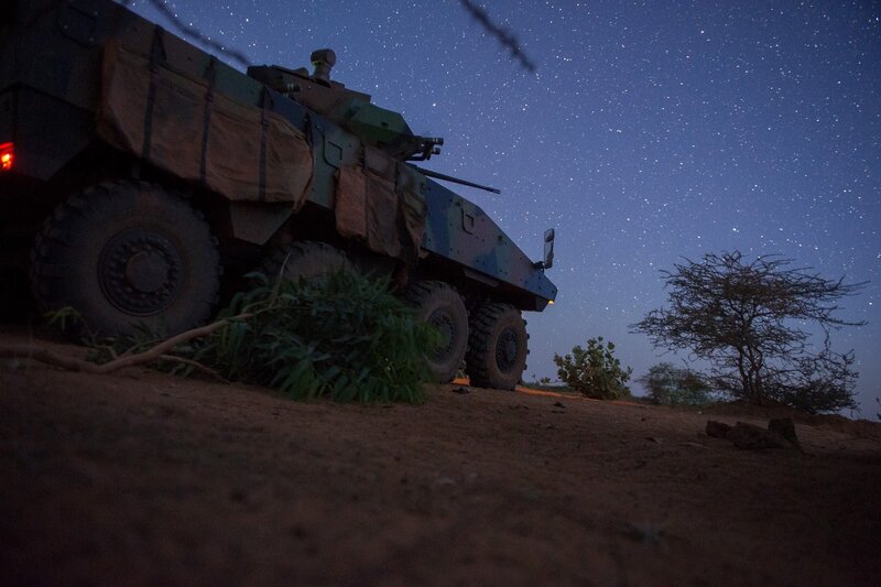 Armored Vehicle at Night — Blue