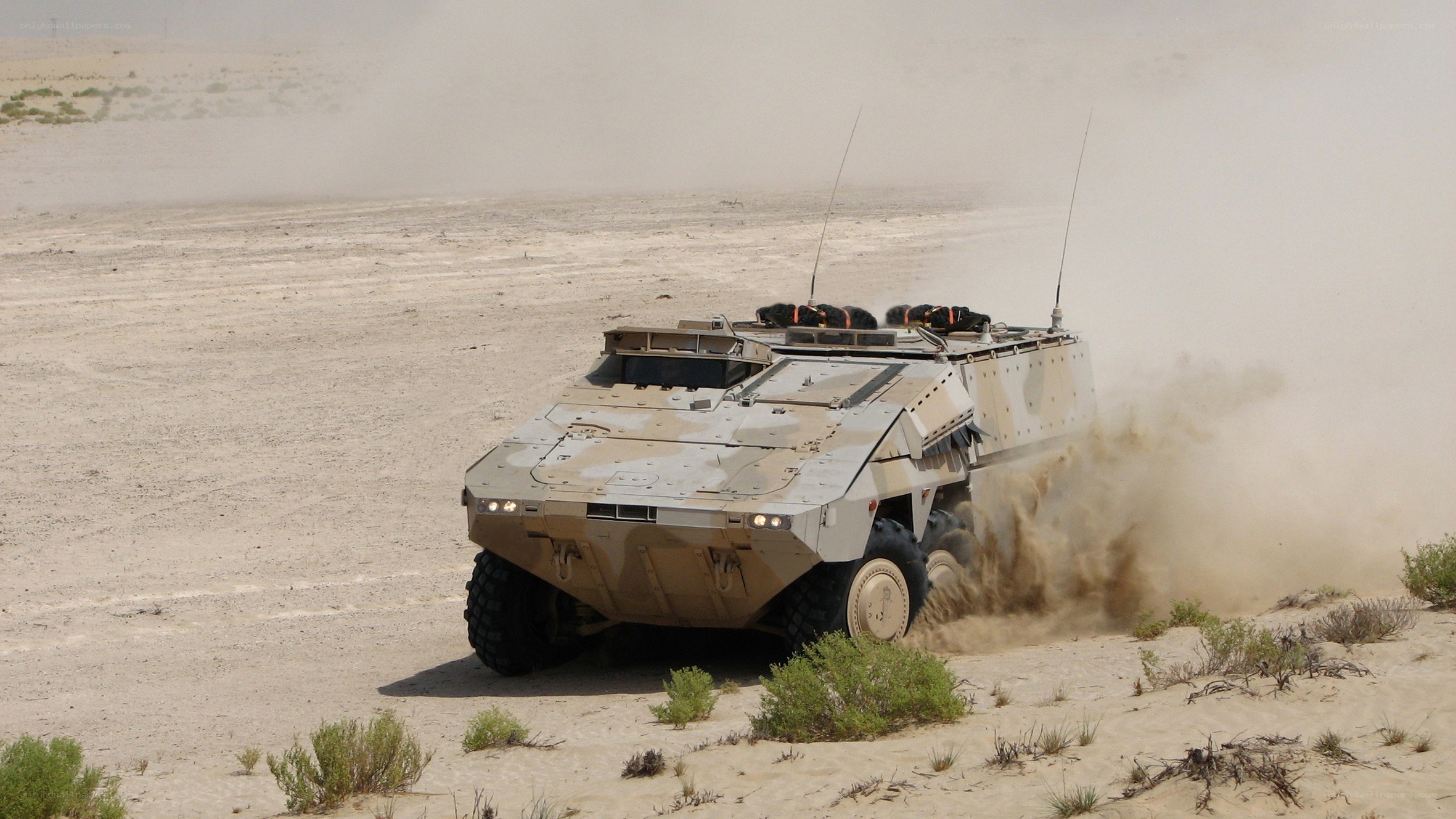 armored vehicle in desert