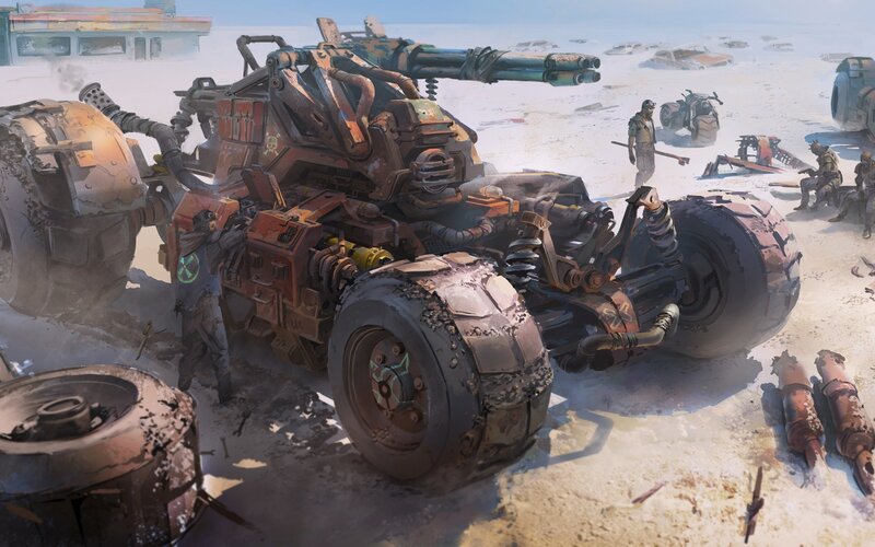 Armored Vehicle in Desert — Brown, Desolate