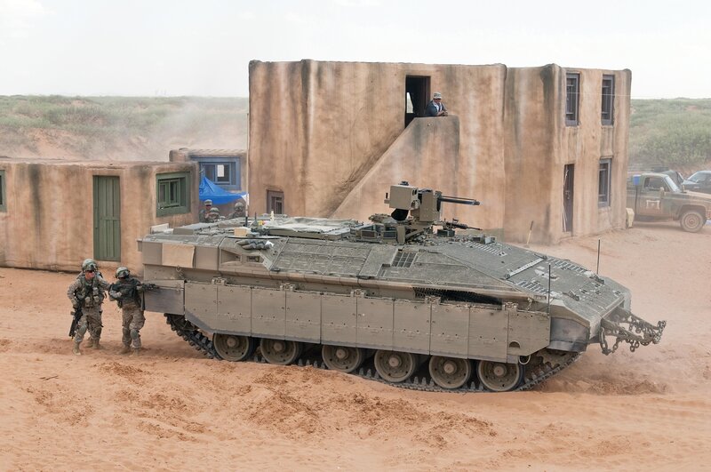 Armored Vehicle in Desert — Brown, Dusty