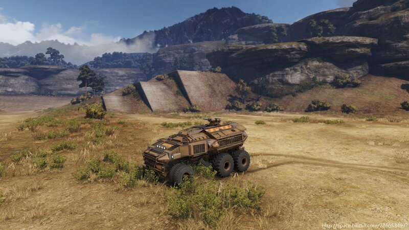 Armored Vehicle in Field — Brown