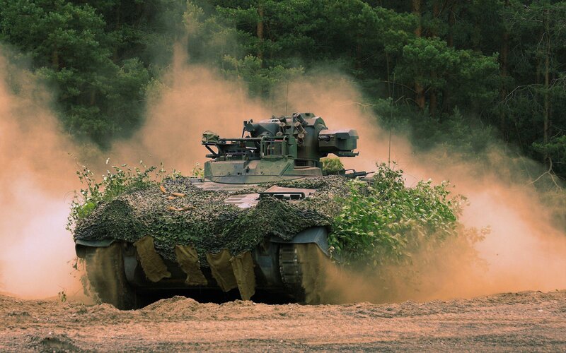 Armored Vehicle in Forest — Green, Dramatic