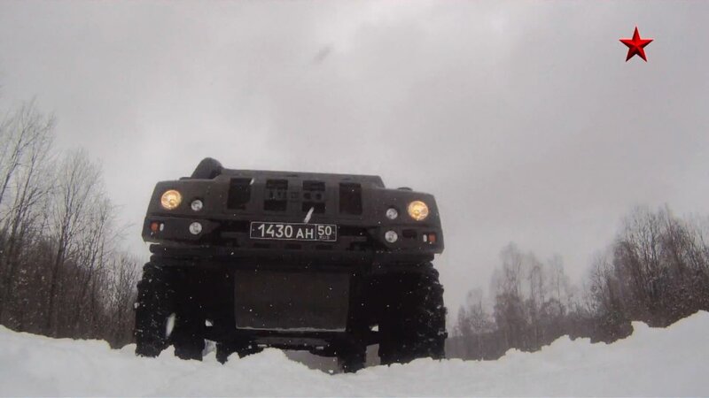 armored vehicle in snow