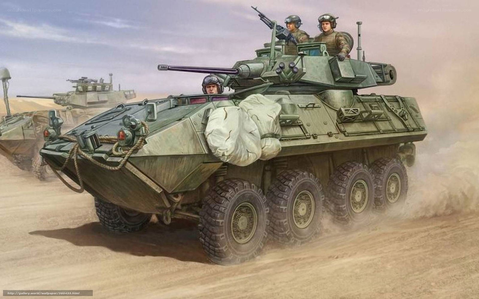 Armored vehicles in desert