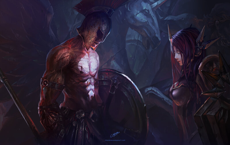 Armored Warrior and Elf