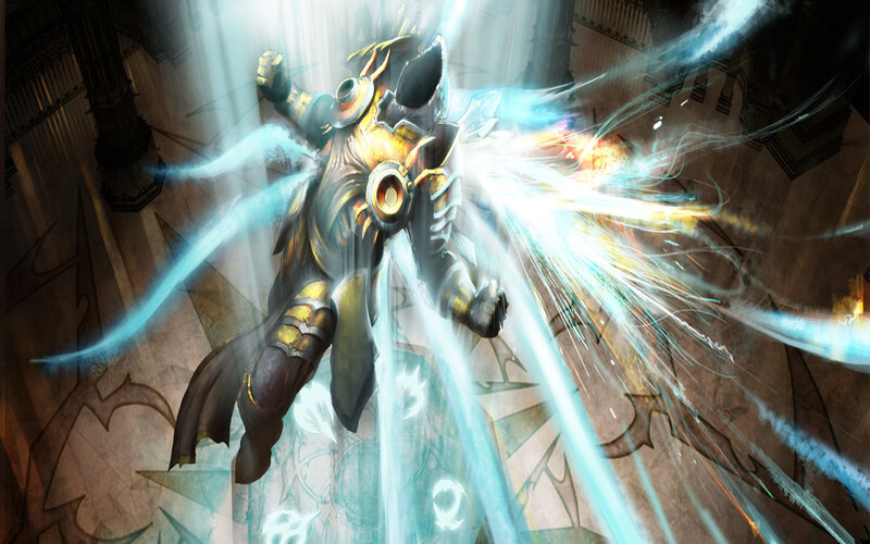 armored warrior casting spell