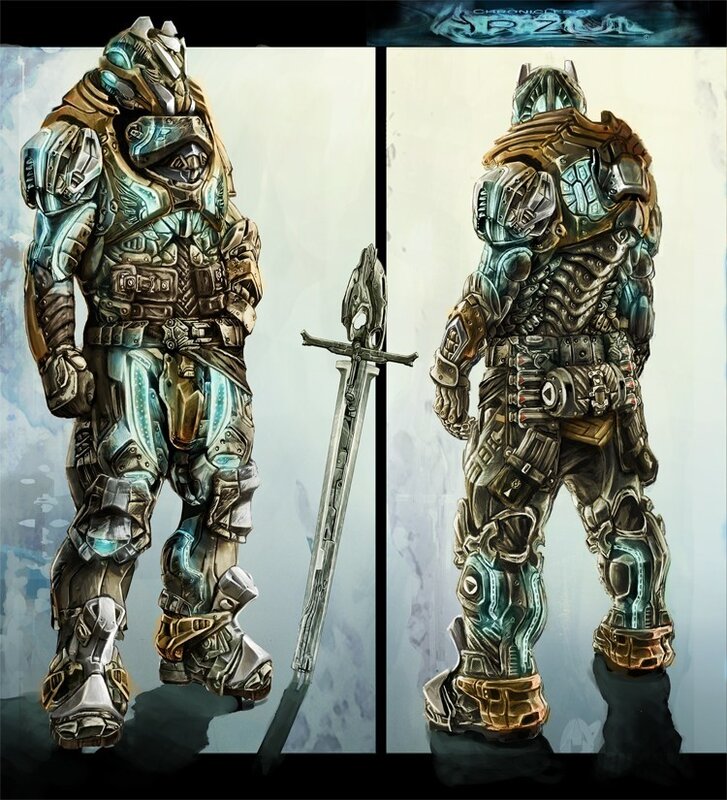 Armored Warrior Concept Art — Gray, Dramatic