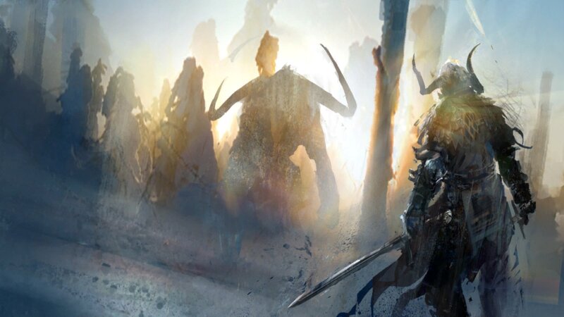 Armored Warrior Facing Giants