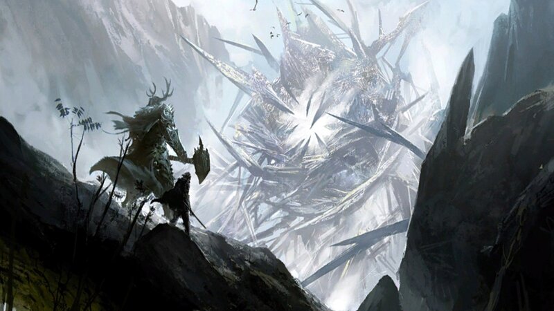 Armored Warrior Facing Monster — Gray