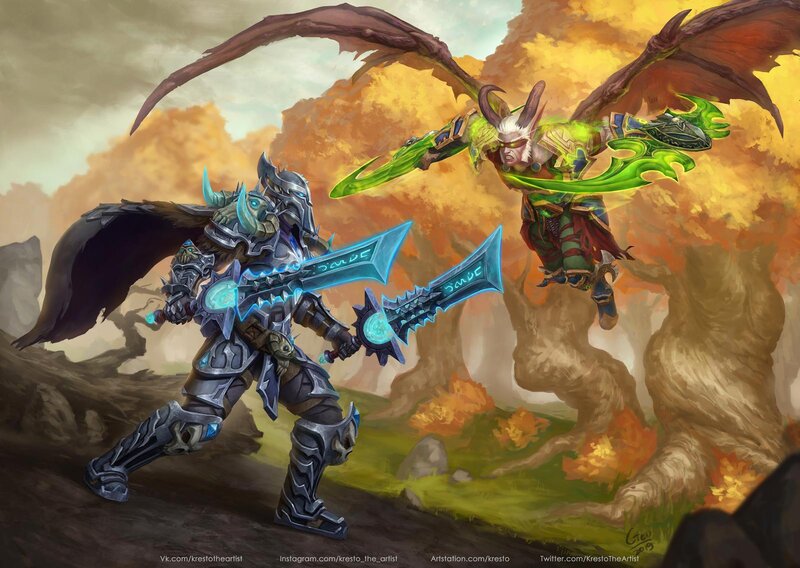 Armored Warrior Fighting Demon — Green
