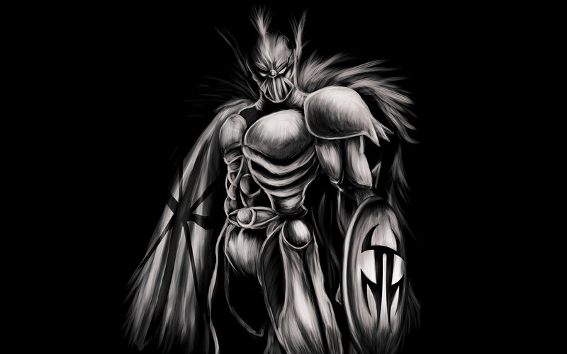 Armored Warrior Figure — Black, Dramatic