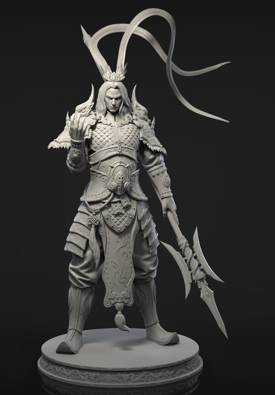 Armored Warrior Figure — Gray, Dramatic, 3d Render