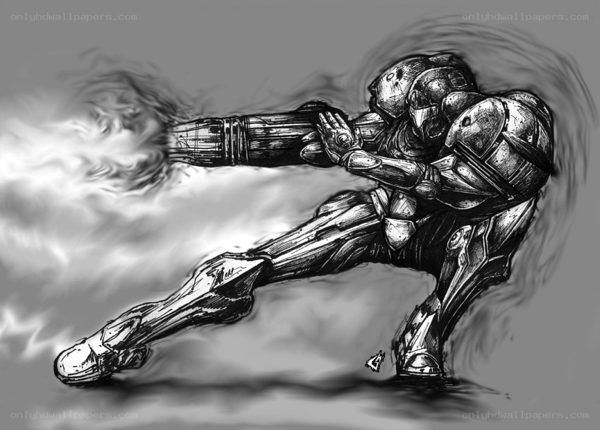 armored warrior firing weapon