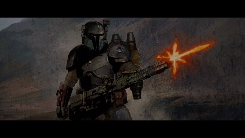 Armored Warrior Firing Weapon — Gray