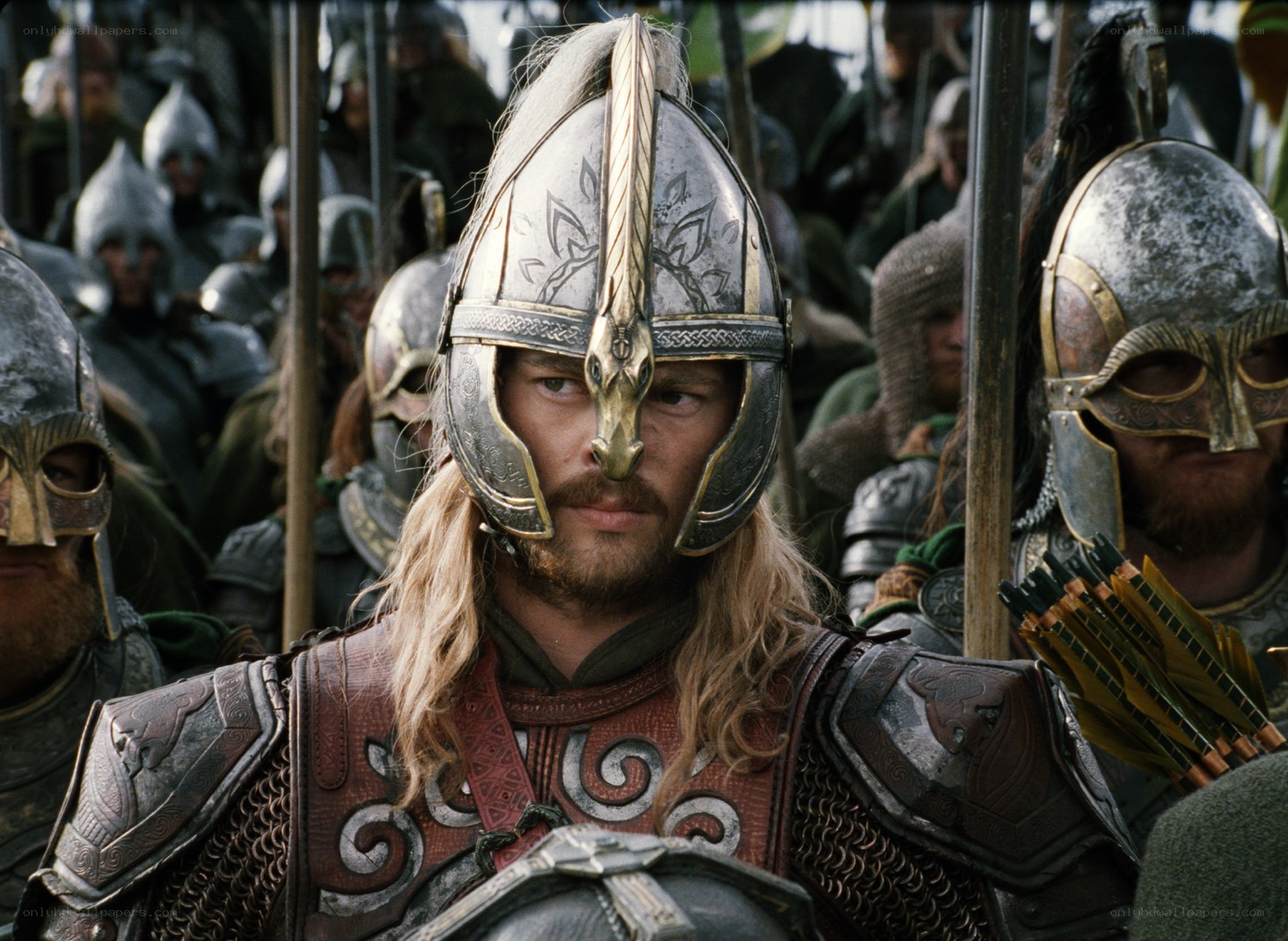 armored warrior in battle formation
