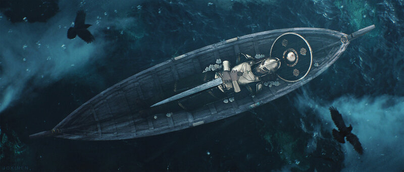 Armored Warrior in Boat