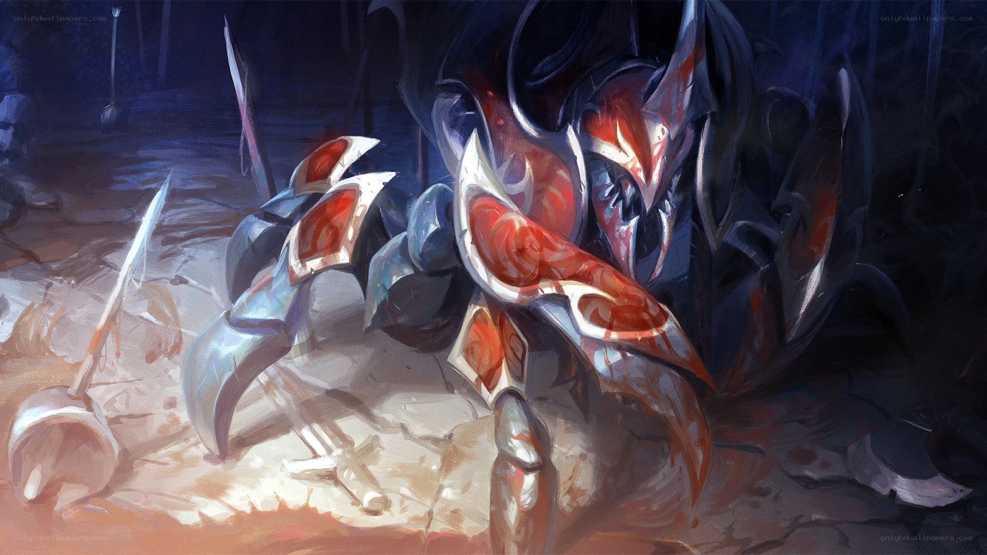 armored warrior in dark arena