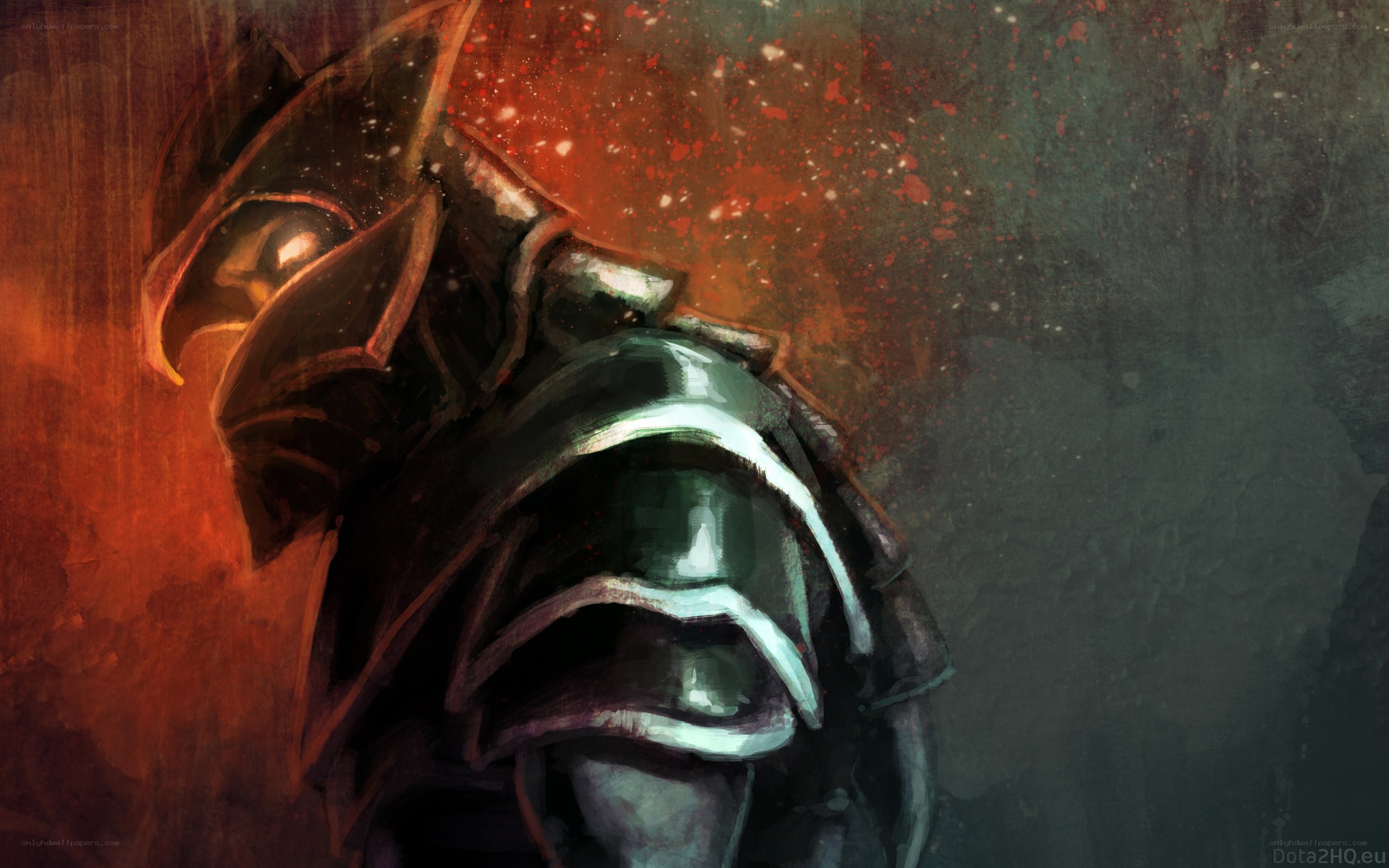 armored warrior in fiery light