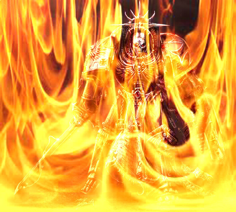 Armored Warrior in Flames — Yellow