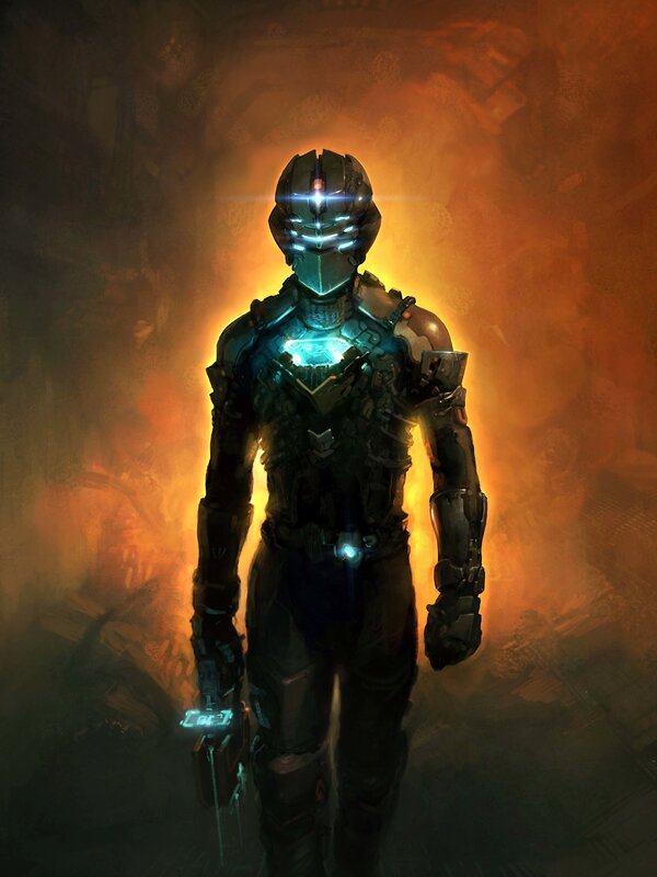 armored warrior in glowing light
