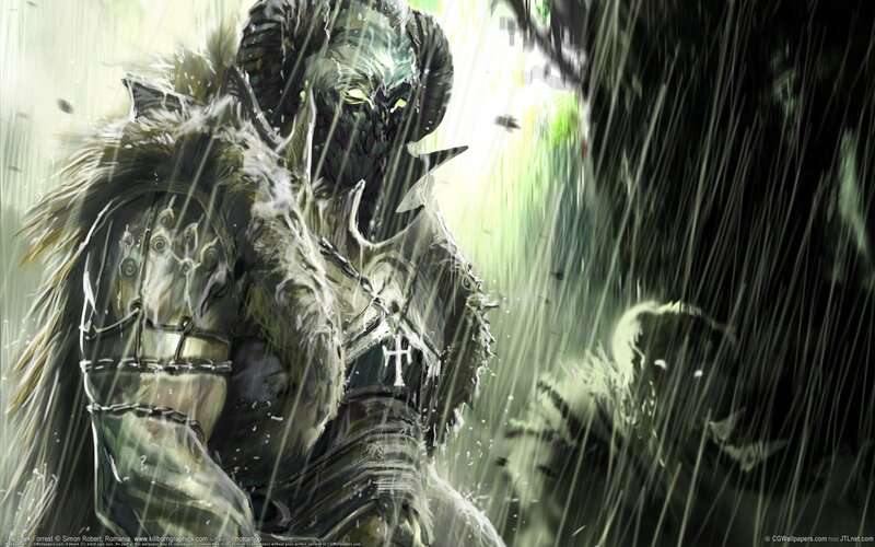 Armored Warrior in Rain — Green