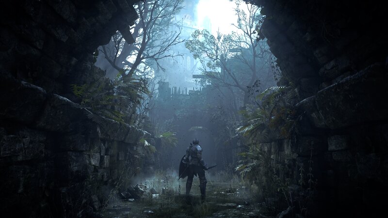 Armored Warrior in Ruins — Gray
