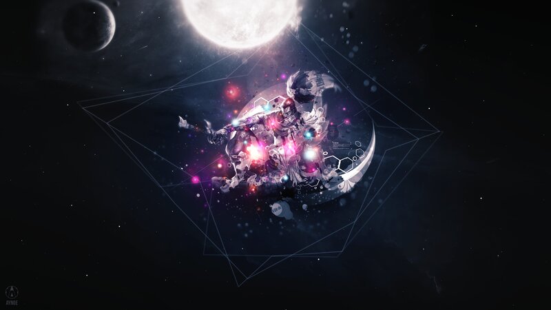 Armored Warrior in Space — Black, Dramatic