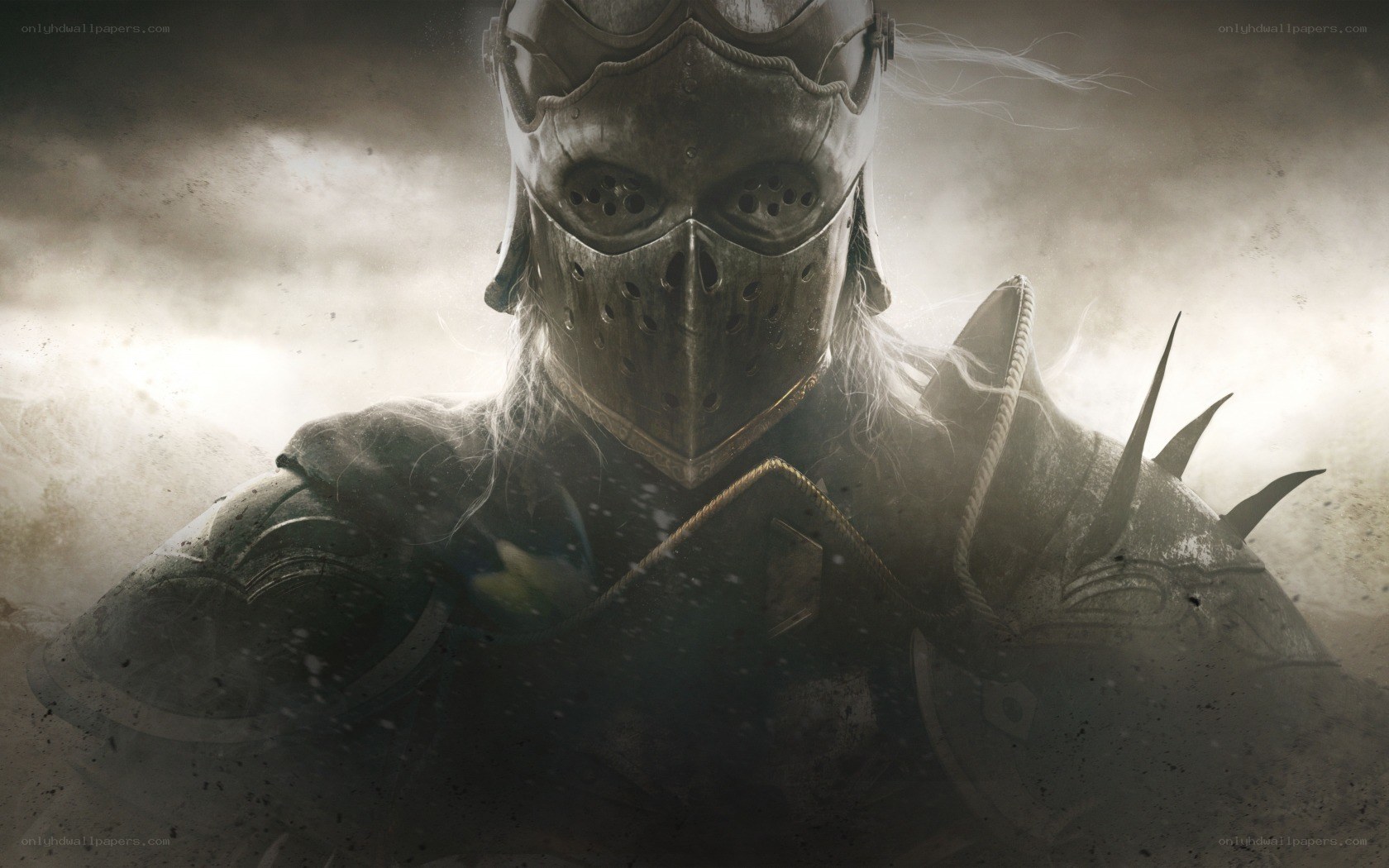 armored warrior in storm