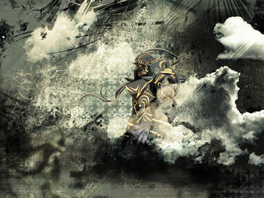 armored warrior in storm