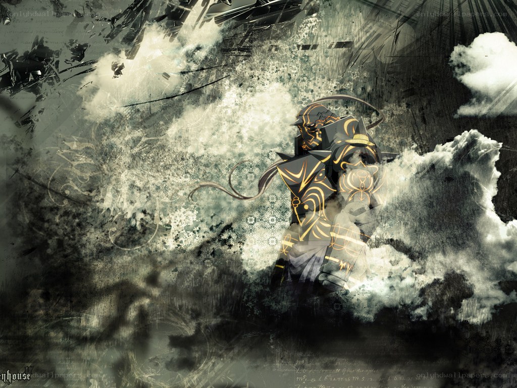 armored warrior in storm