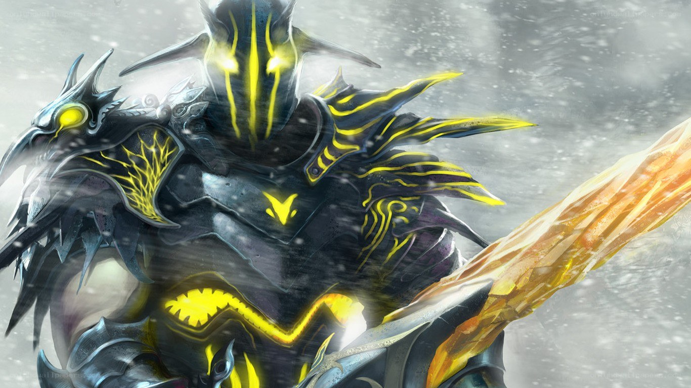 armored warrior in storm