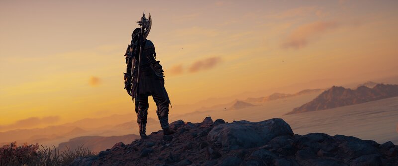 Armored Warrior on Cliff — Orange
