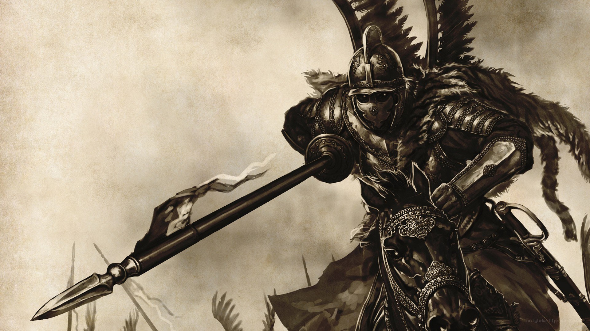 armored warrior on horseback