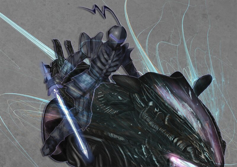 armored warrior on mechanical beast
