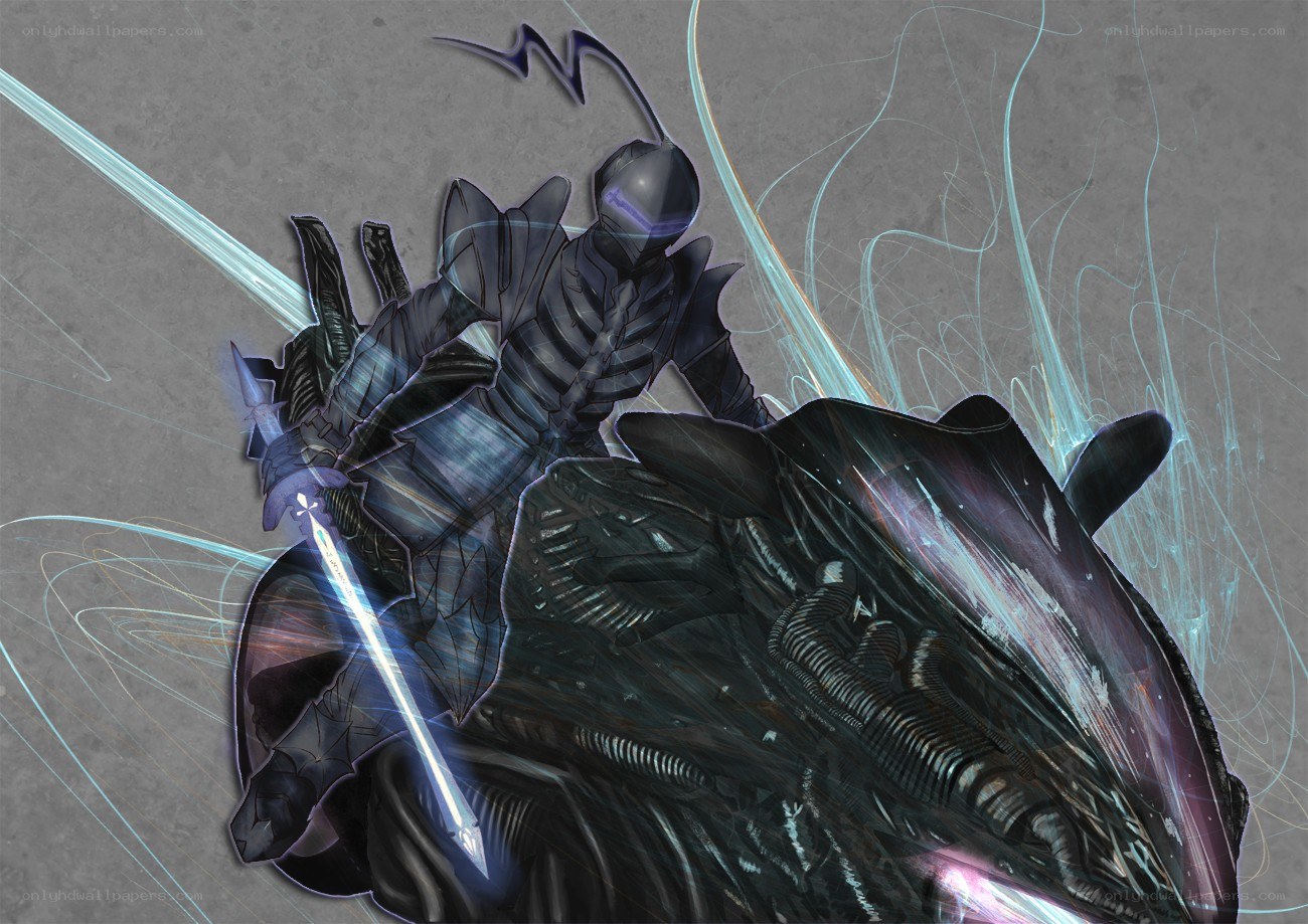 armored warrior on mechanical beast