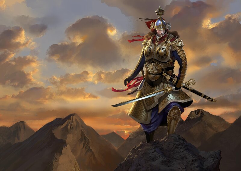 Armored Warrior on Mountain — Gold