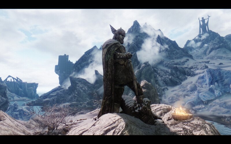 Armored Warrior on Mountain — Gray, Dramatic