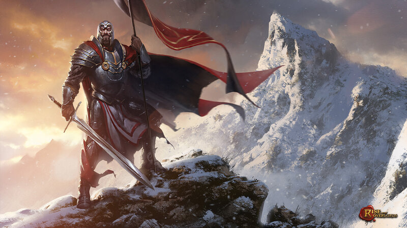 Armored Warrior on Mountain — Red