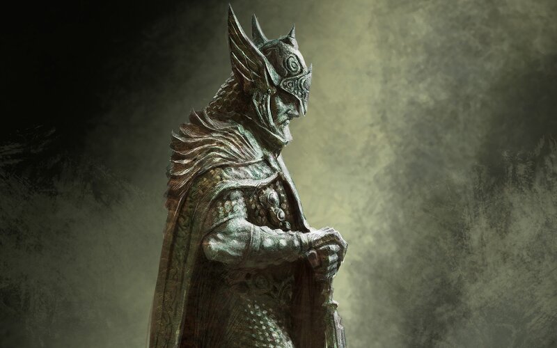 Armored Warrior Statue — Green, Dramatic