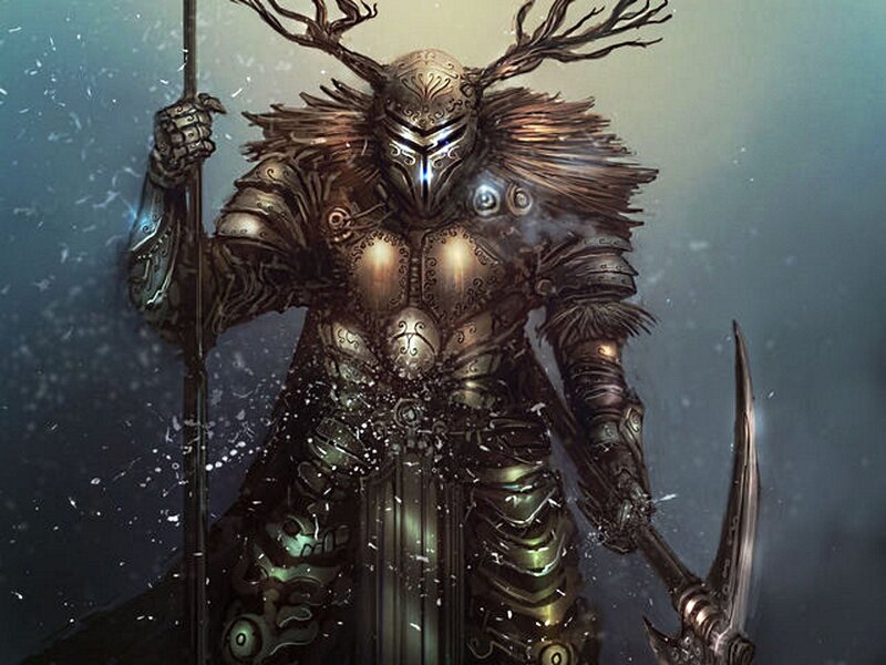 Armored Warrior with Antlers