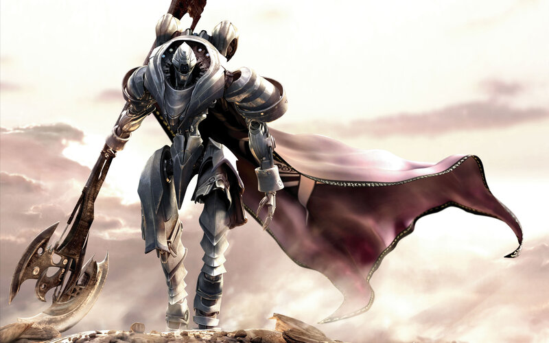 armored warrior with axe