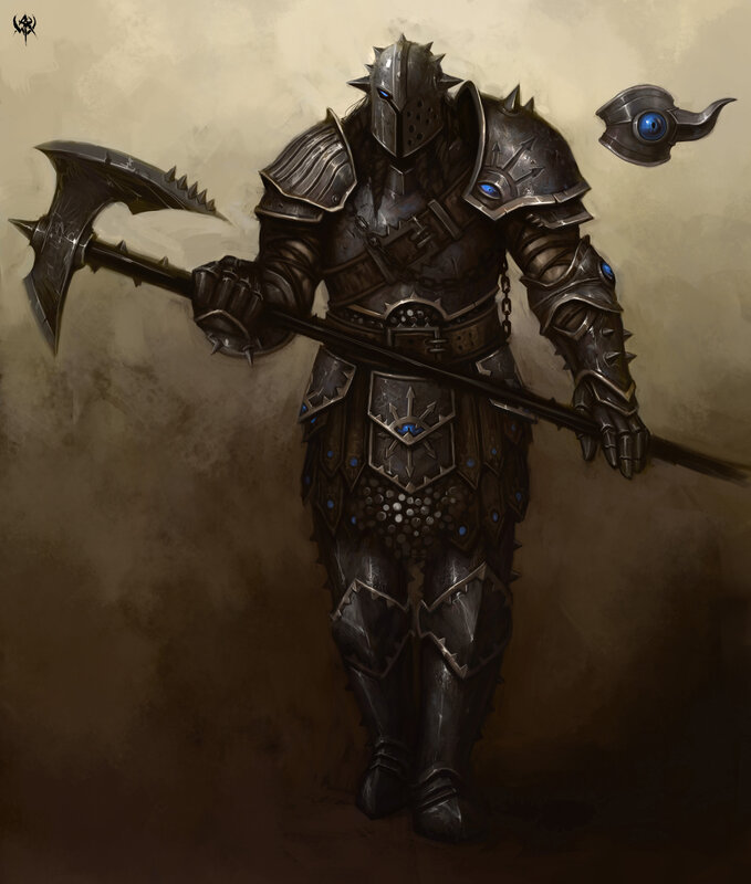 armored warrior with axe