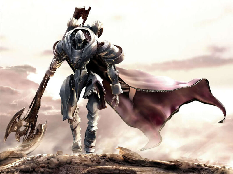 armored warrior with axe