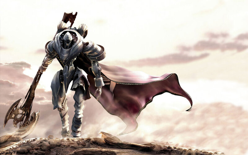 armored warrior with axe