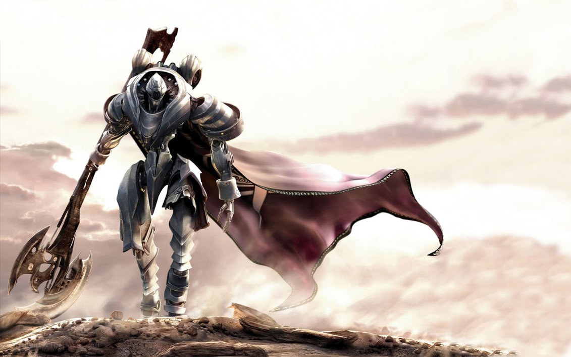 armored warrior with axe