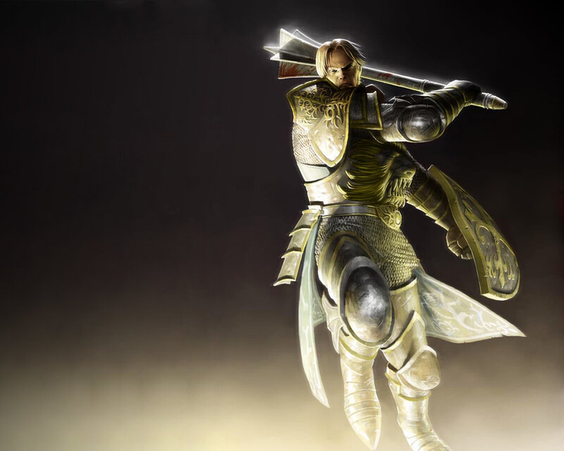 armored warrior with axe
