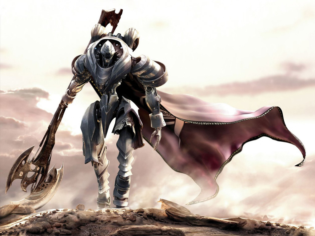 armored warrior with axe